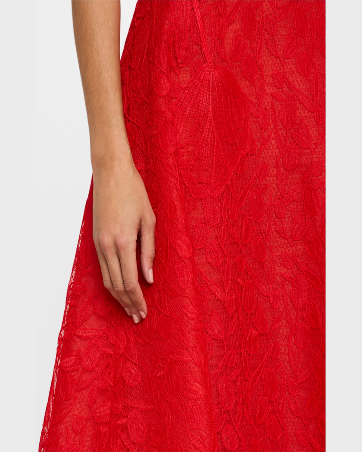 Shop Lela Rose Strapless Tulip Lace Midi Dress In Poppy