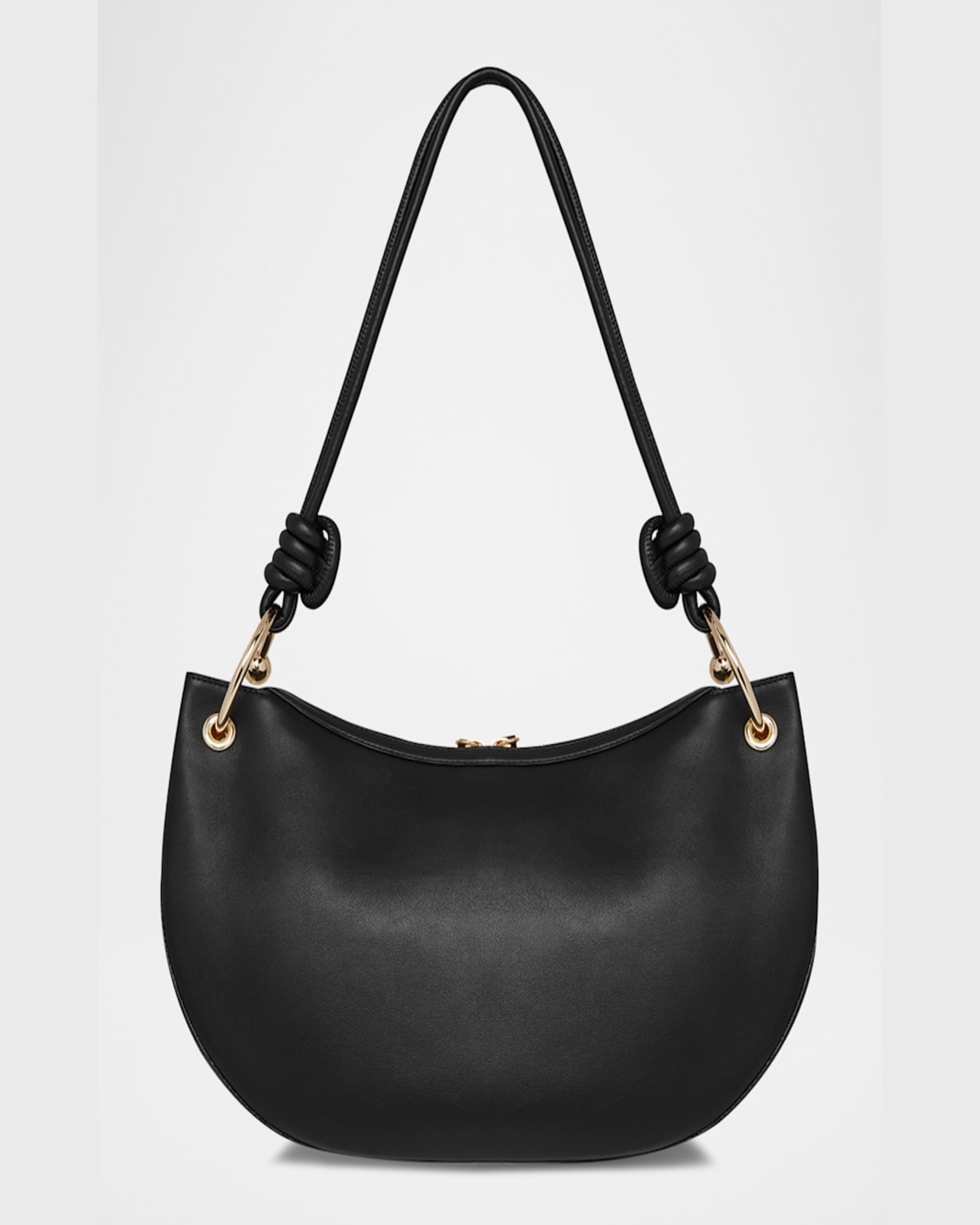 Strathberry Halo Zip Leather Shoulder Bag In Black