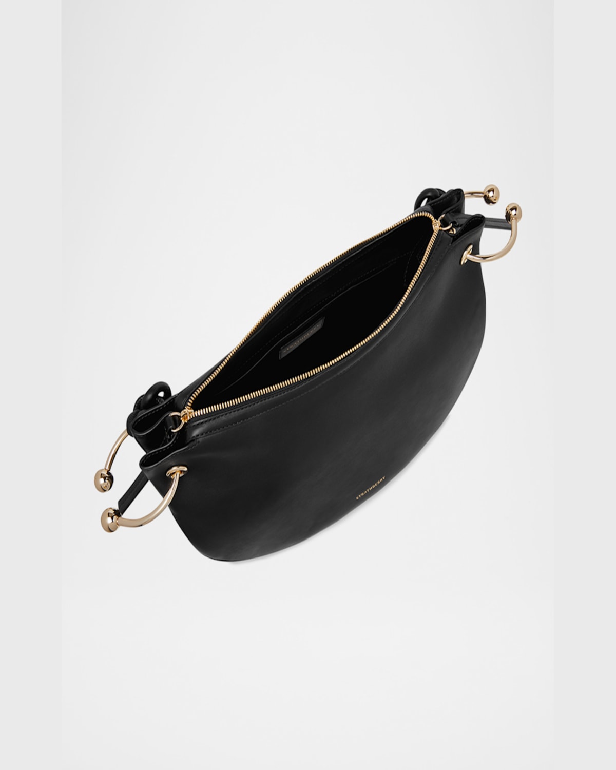 Strathberry Halo Zip Leather Shoulder Bag In Black