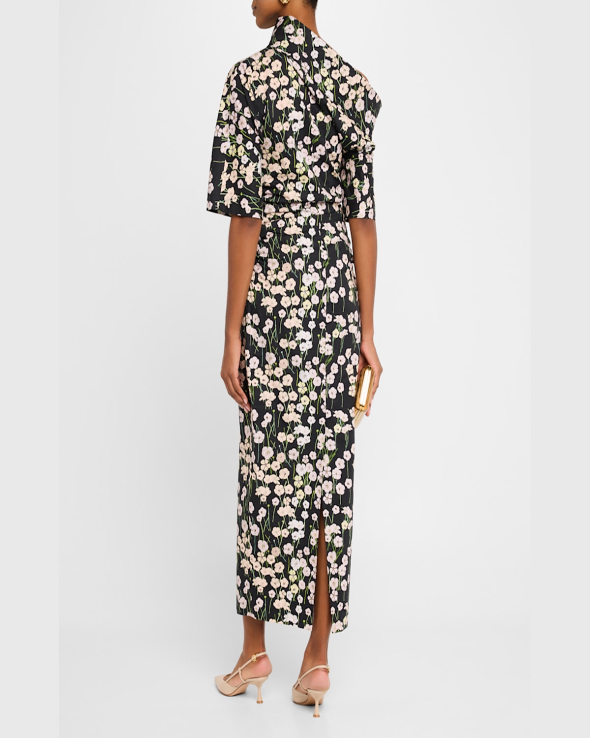 Bernadette Bowery Off-the-shoulder Buttercup-print Cotton-linen Maxi Dress In Buttercups - Black