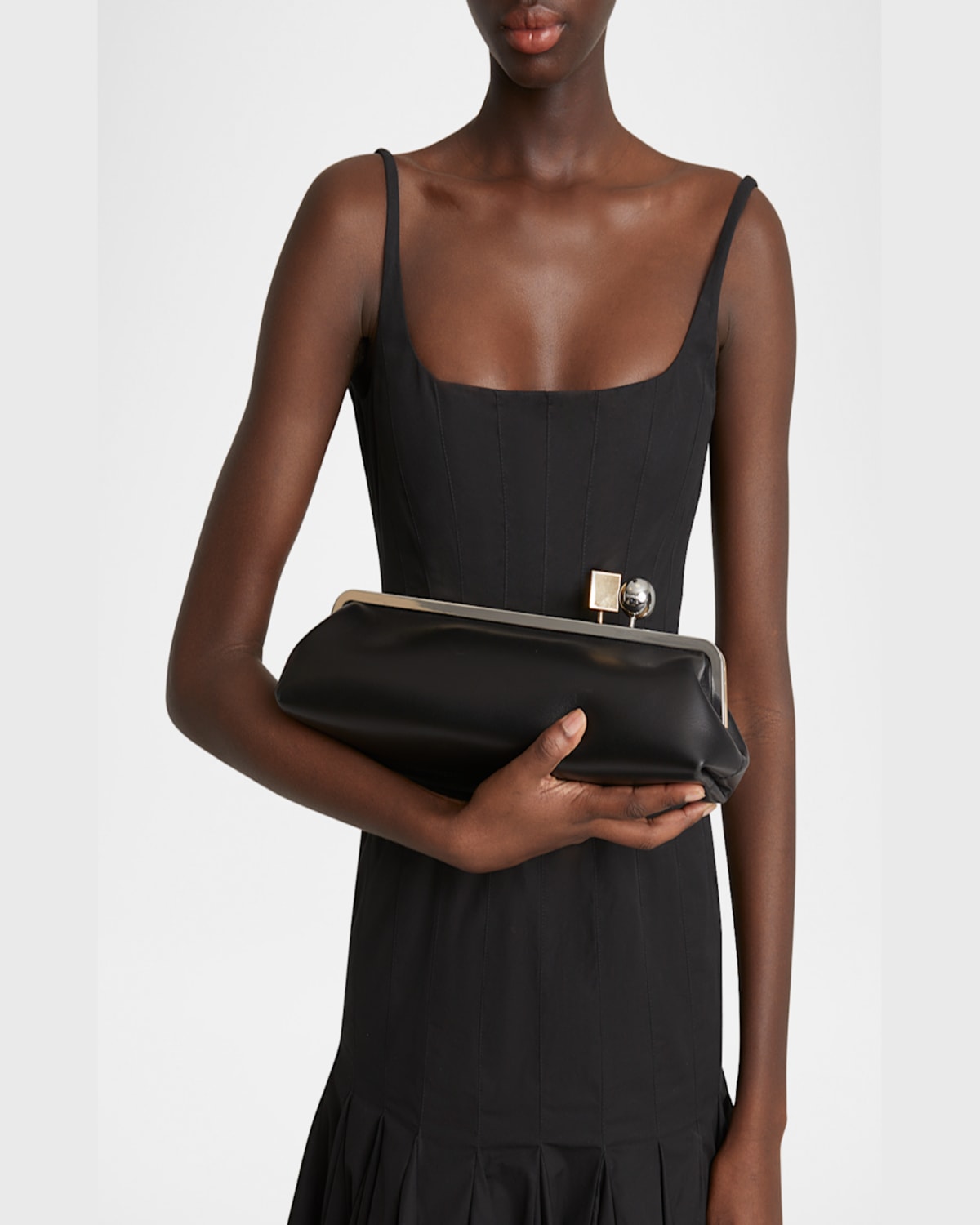 Jacquemus Rectangular Silhouette Clutch Bag With Top Handle In La Pochette Salon