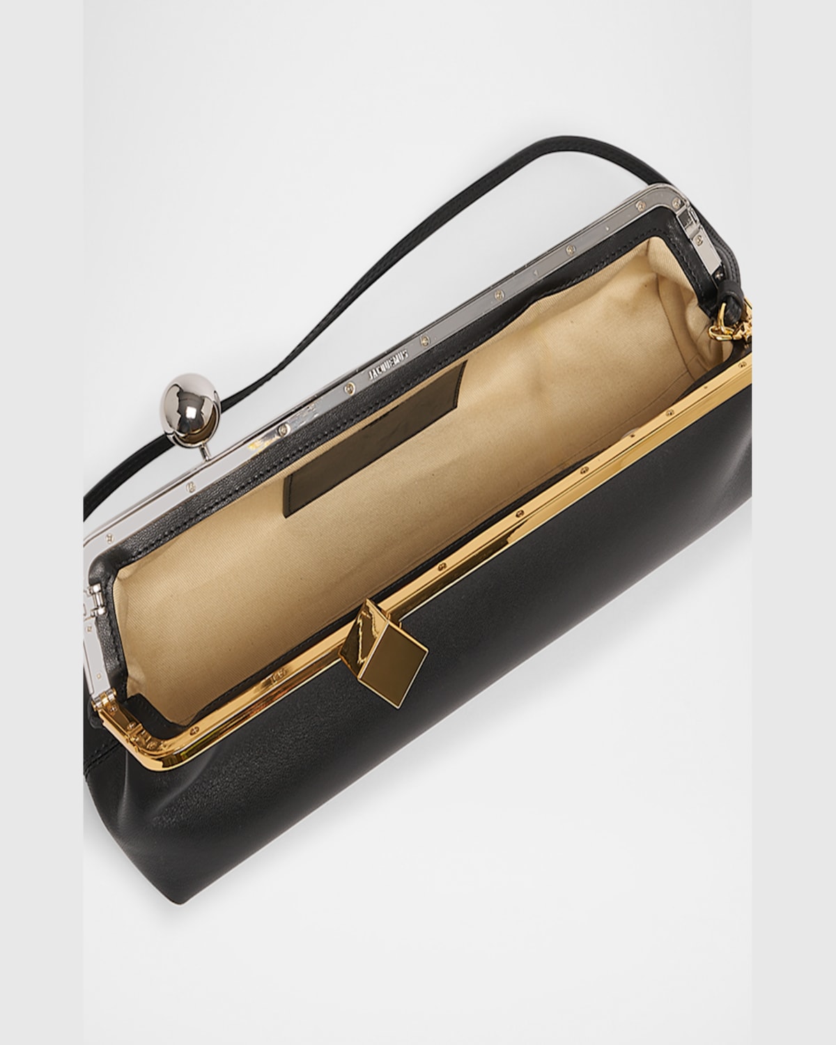 Jacquemus Rectangular Silhouette Clutch Bag With Top Handle In La Pochette Salon