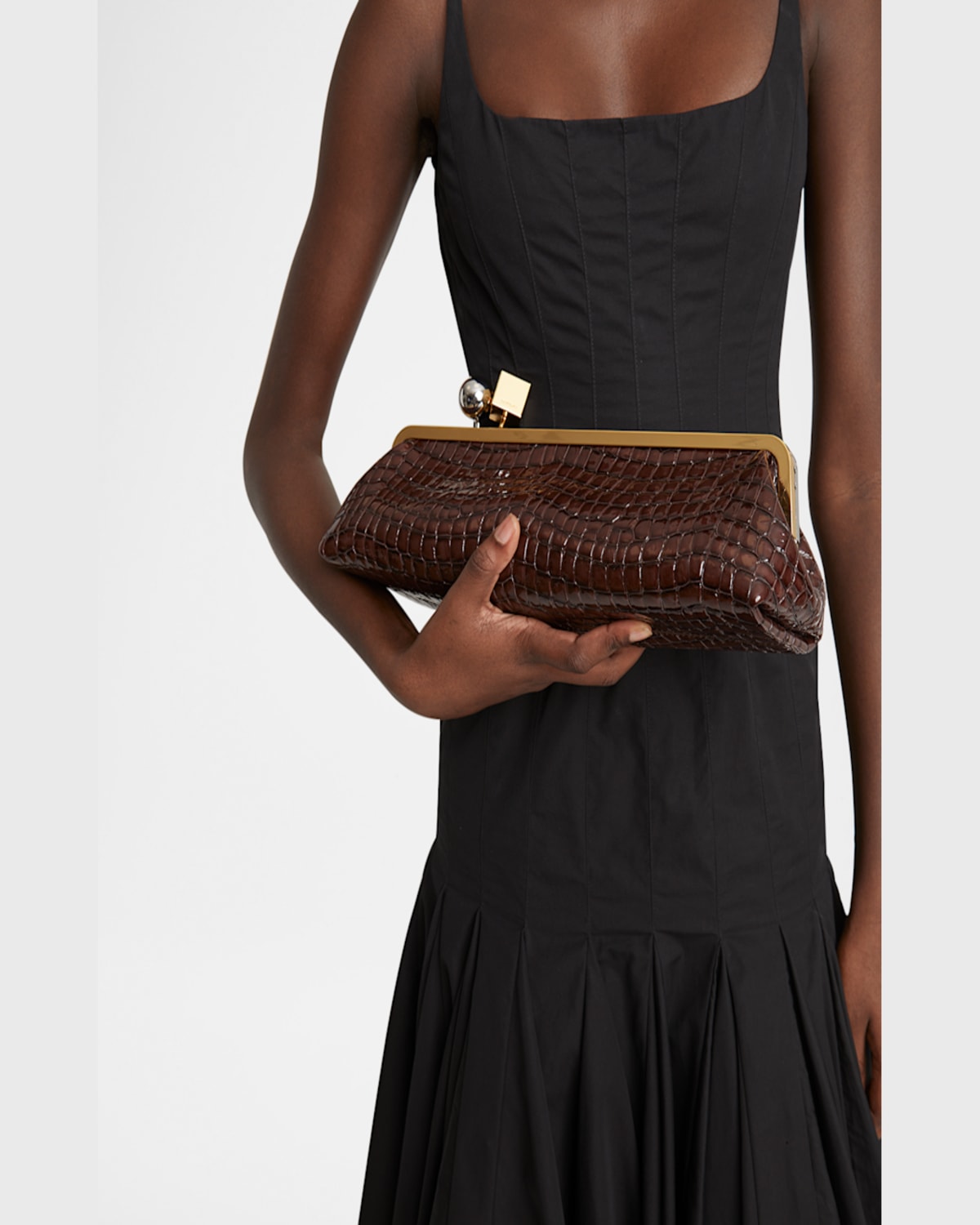 Jacquemus La Pochette Salon Patent Croc-embossed Shoulder Bag In La Pochette Salon