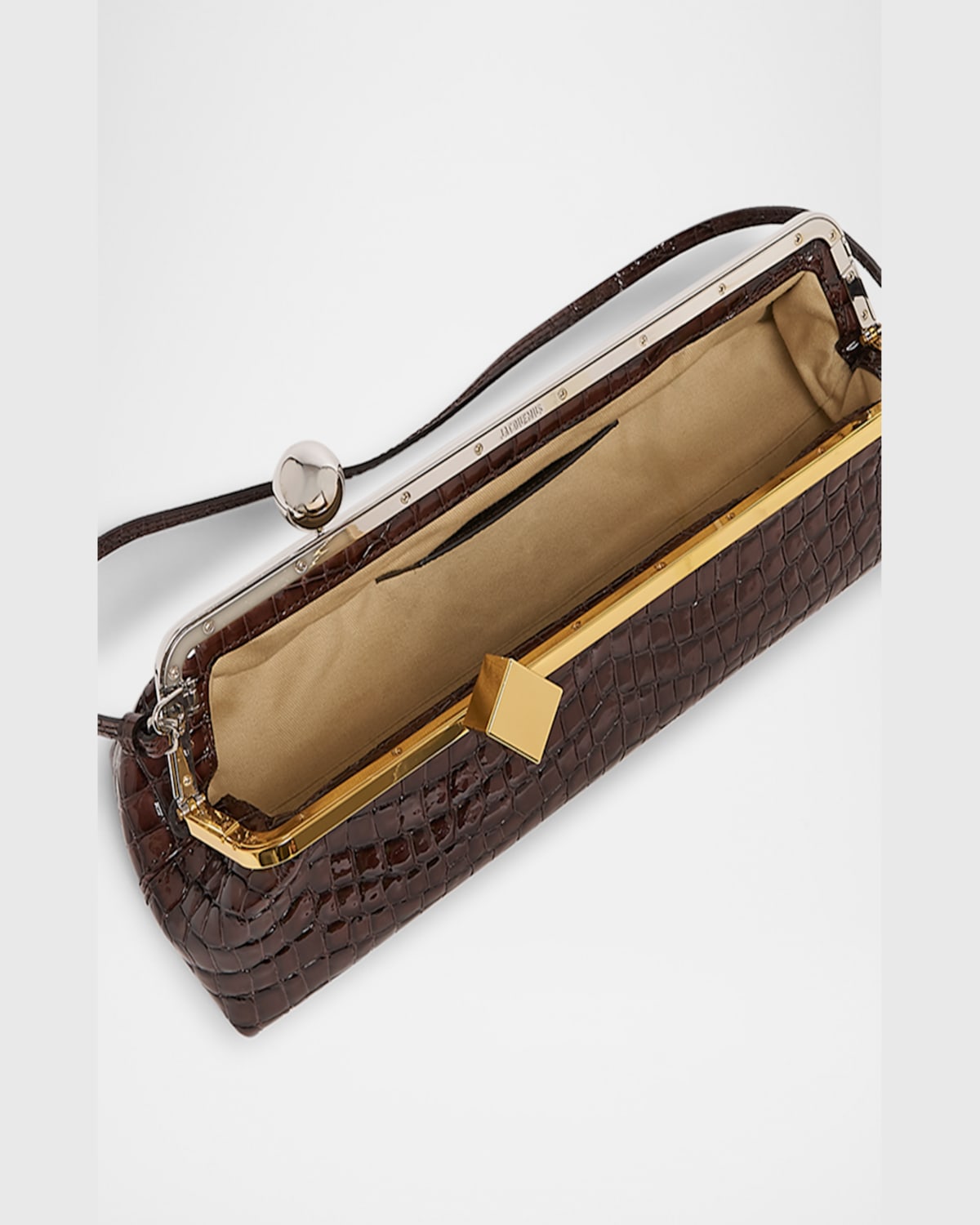 Jacquemus La Pochette Salon Patent Croc-embossed Shoulder Bag In La Pochette Salon