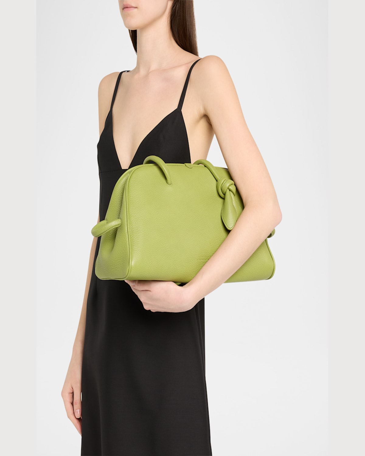 Jacquemus Zipper Opening And Closing Bowling Bag In Green