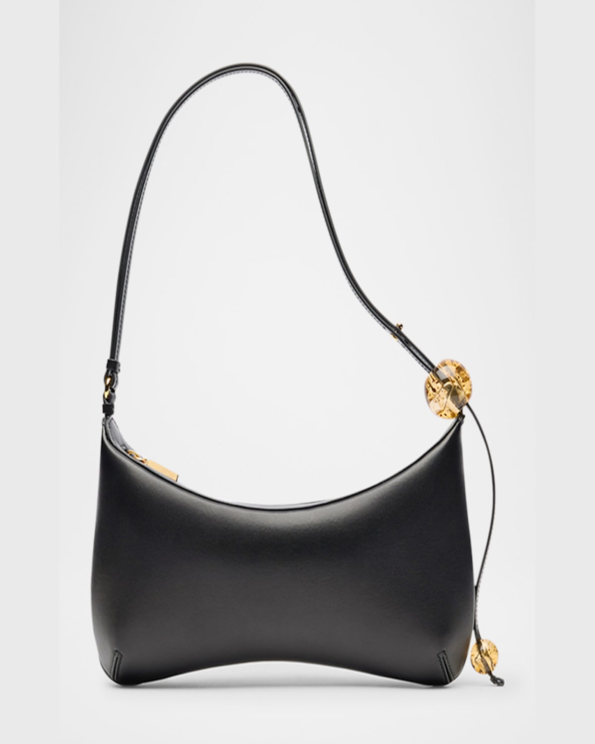 Jacquemus Le Grand Bisou Perle Leather Shoulder Bag In Black