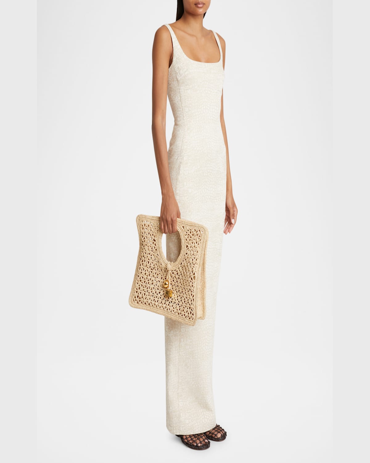 Jacquemus The Small Square Beach Raffia Handbag In Natural