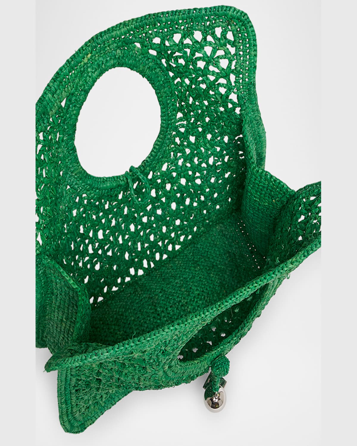 Jacquemus Le Petit Carre Spiaggia Raffia Tote Bag In Green