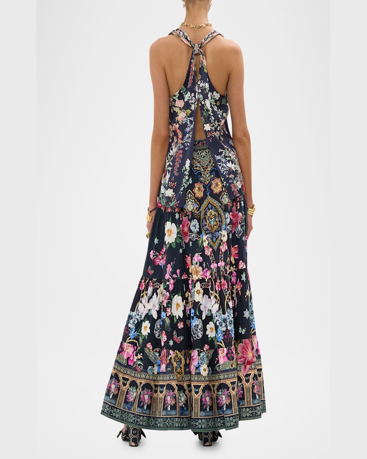 Camilla Crystal-embellished Poplin Maxi Skirt In Midnight In Monserrate