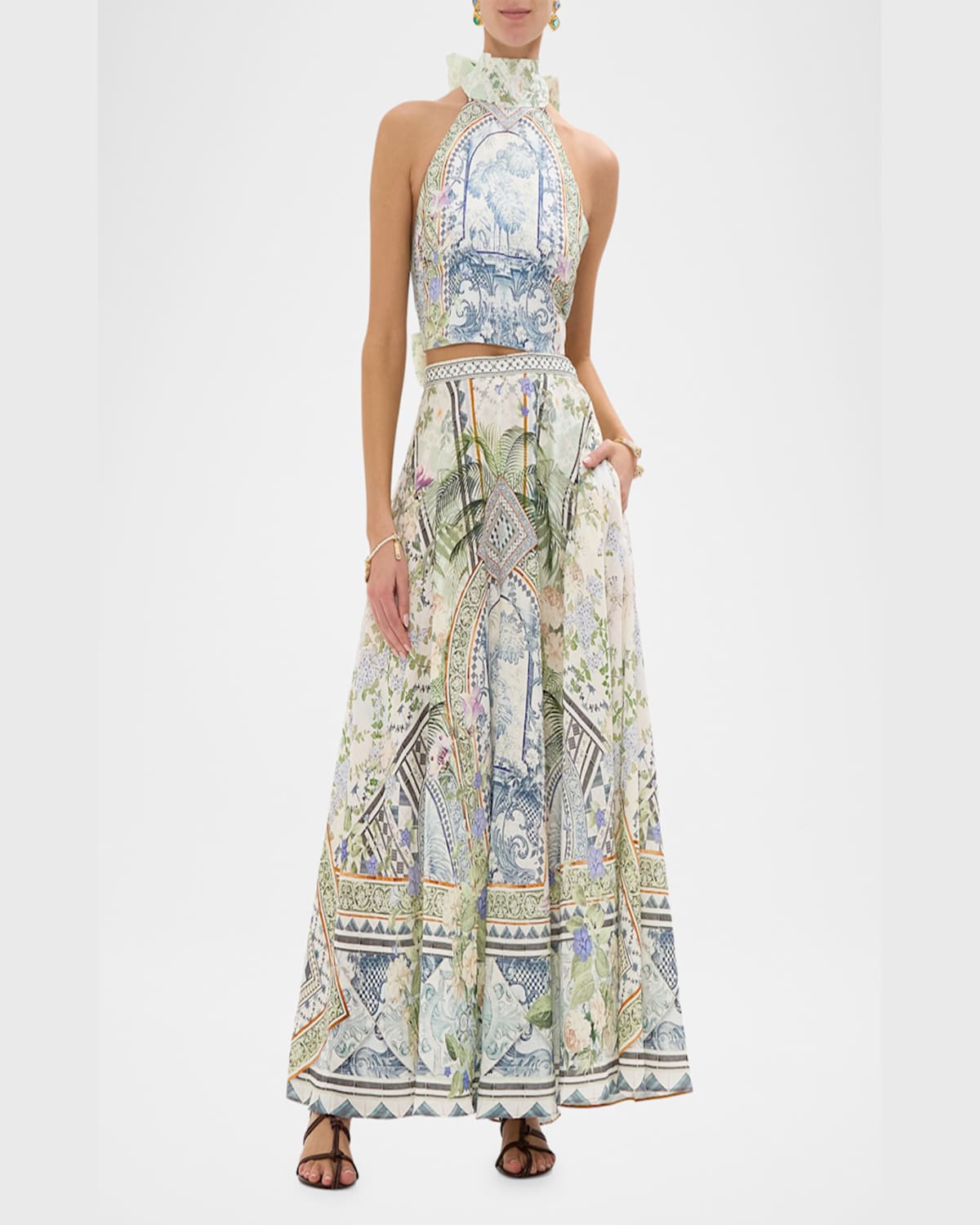 Camilla Linen Jardim Party Maxi Skirt In Jardim Party