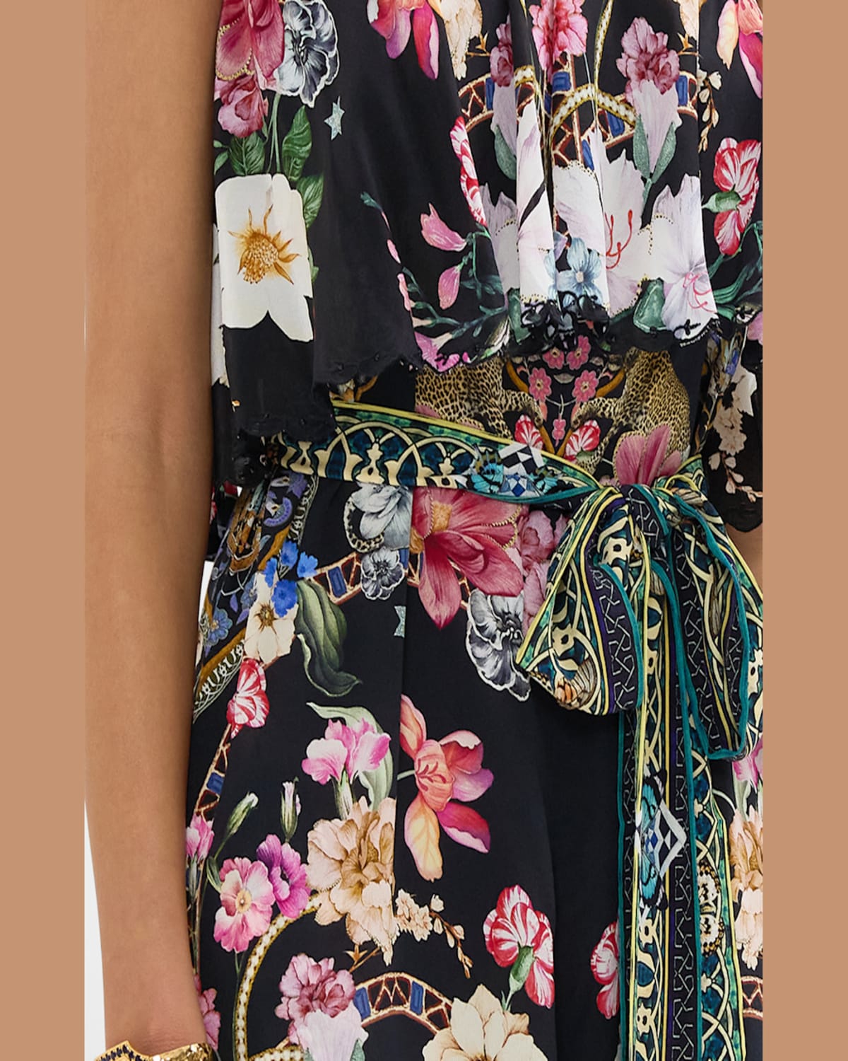 Camilla Strapless Embellished Printed Silk Crepe De Chine Jumpsuit In Midnight In Monserrate