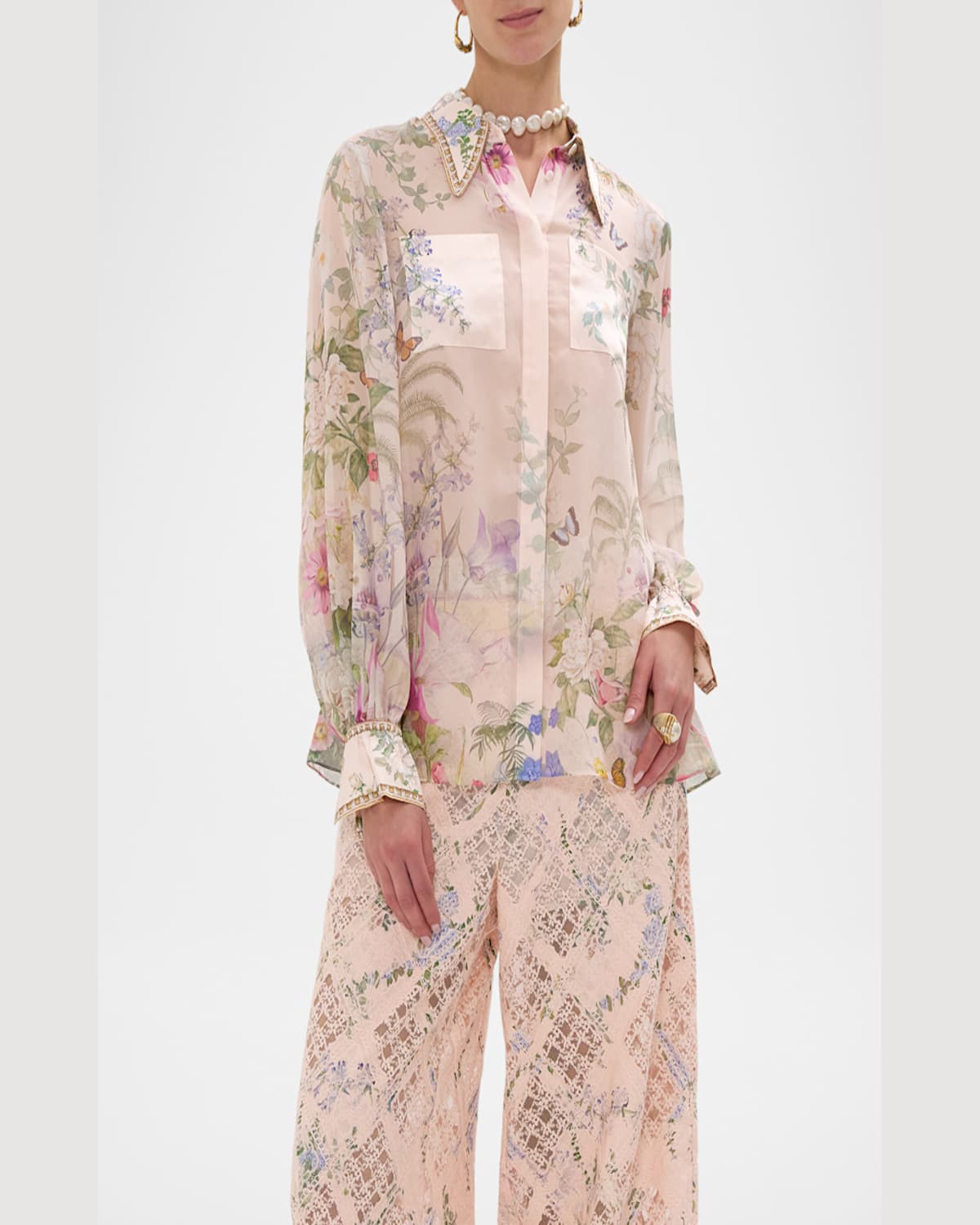 CAMILLA PALACIO PLAYGROUND CURVED COLLAR BLOUSE WITH POCKETS 