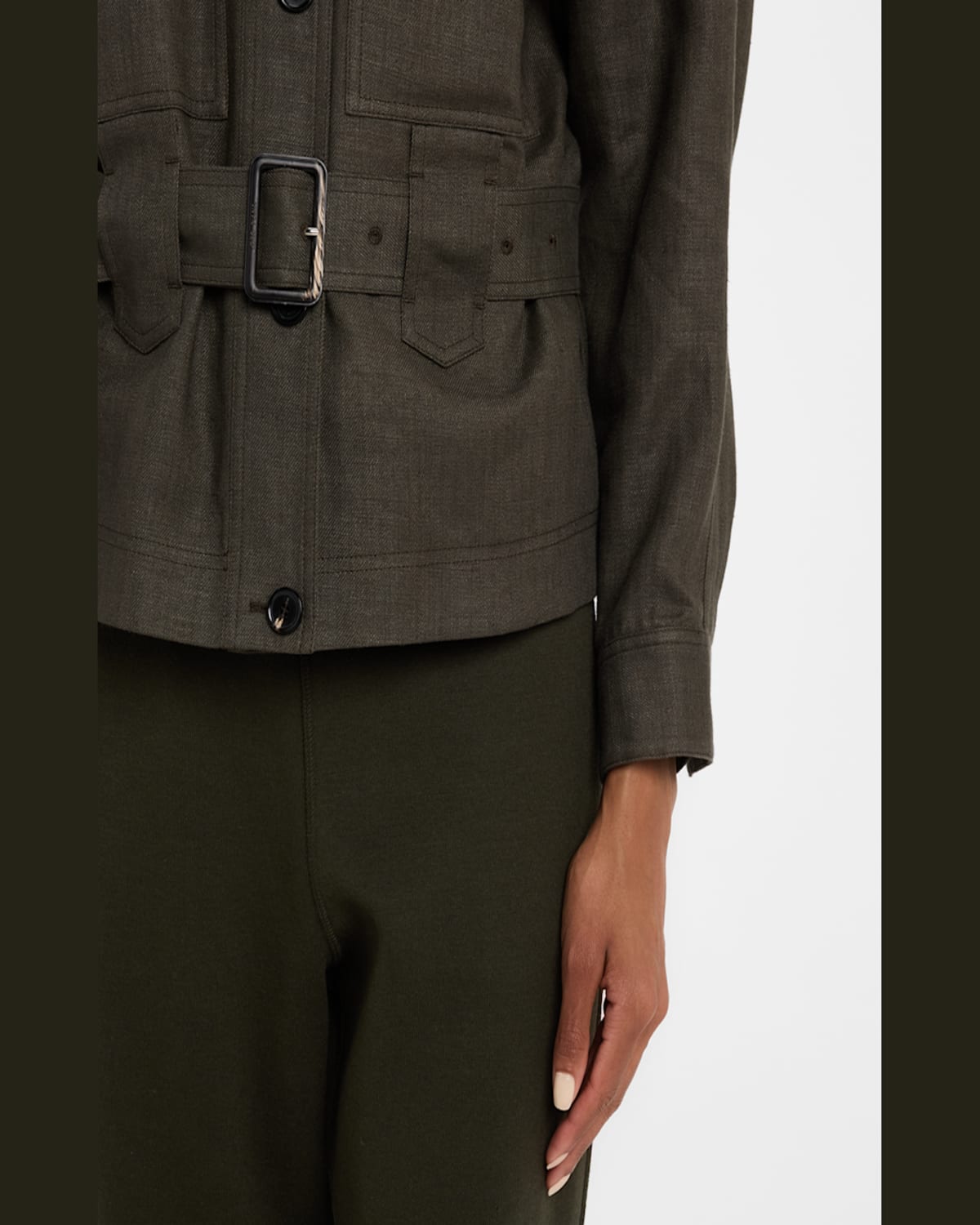 Loro Piana Jaylon Structured Linen Wool Field Jacket In Black Pine