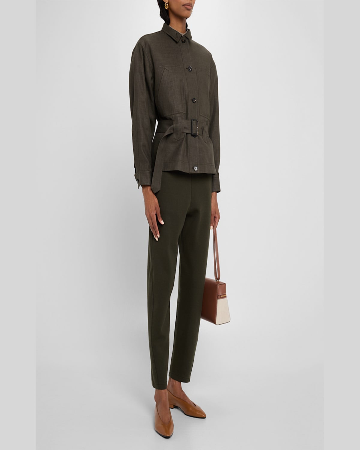 Loro Piana Viera Luxury Cashmere Fleece Drawstring Pants In Pine Grove