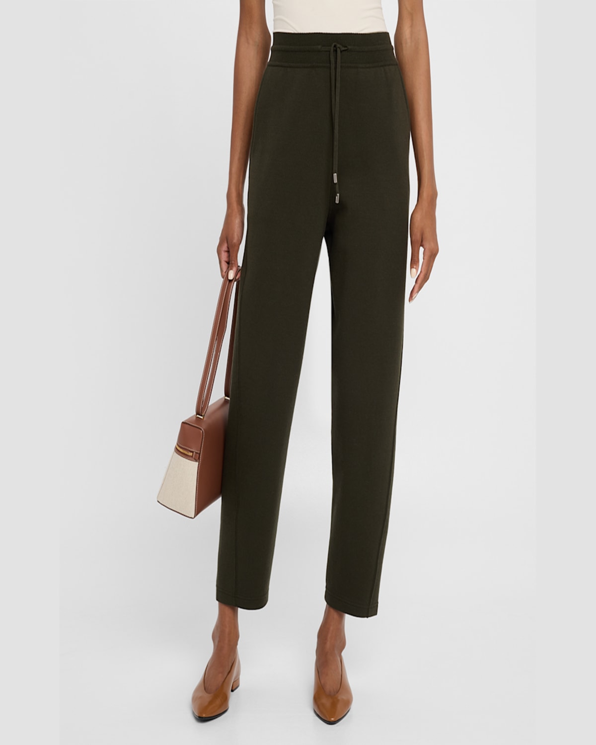 Loro Piana Viera Luxury Cashmere Fleece Drawstring Pants In Pine Grove