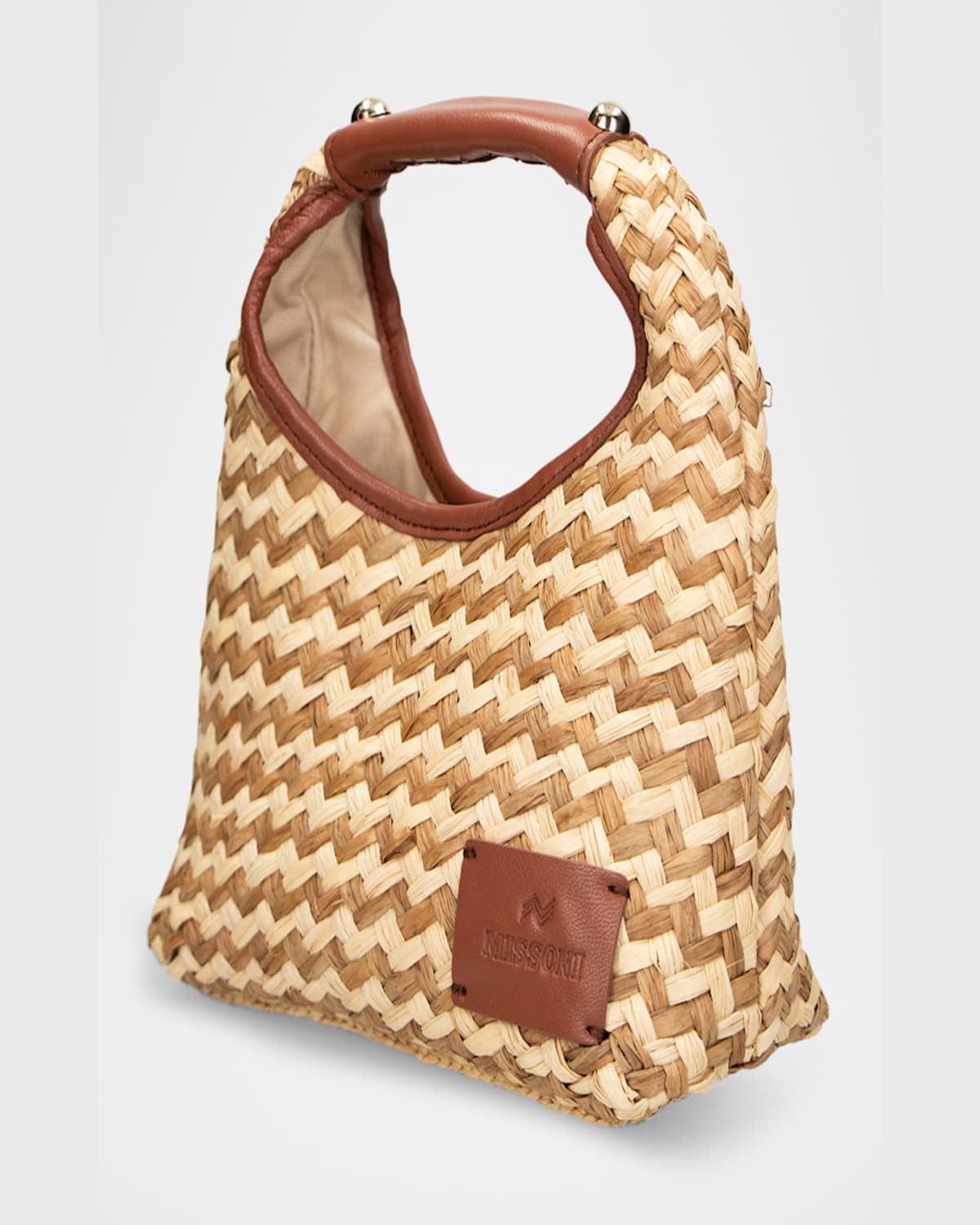 Shop Missoni Small Zig Zag Raffia Hobo Bag