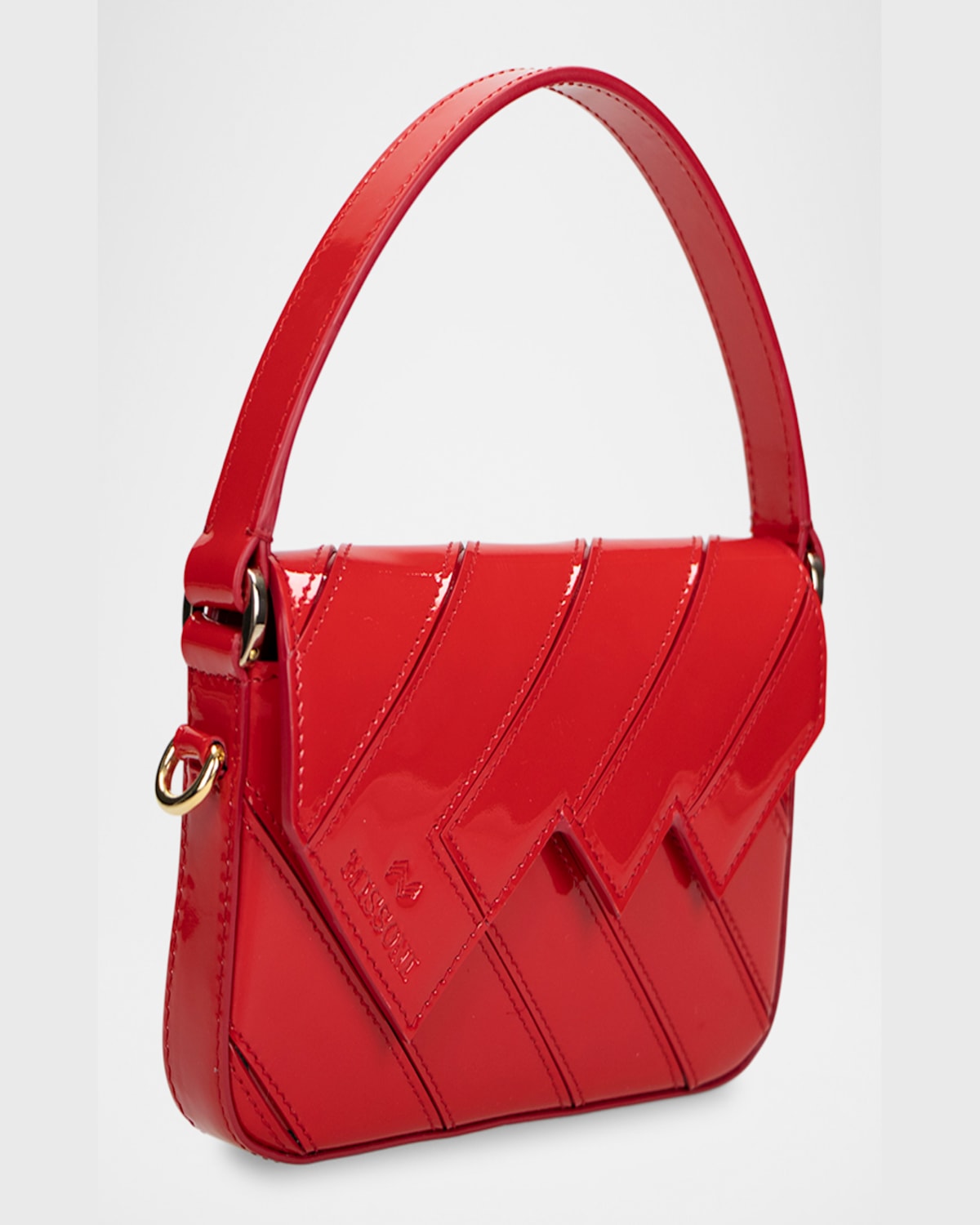 Missoni Small Wave Patent Leather Shoulder Bag In Patent Leather Red