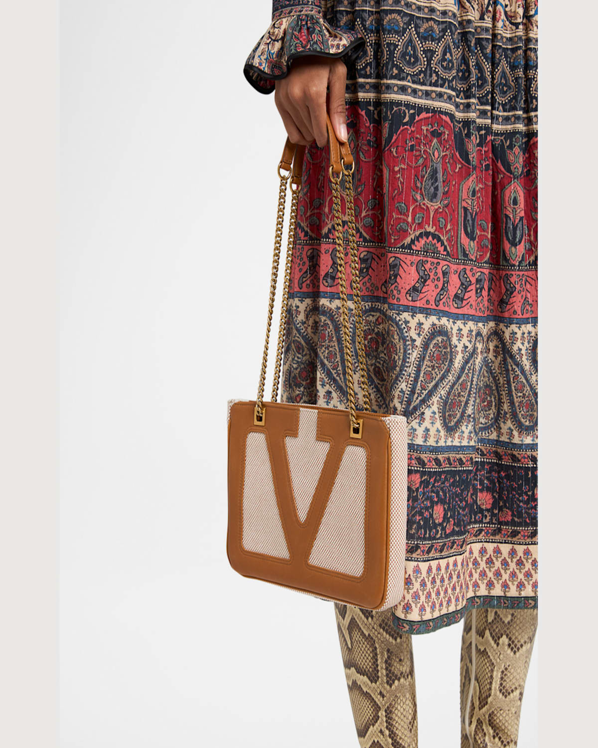 Valentino Small Viva Superstar Canvas Shoulder Bag In Tobacco Spice