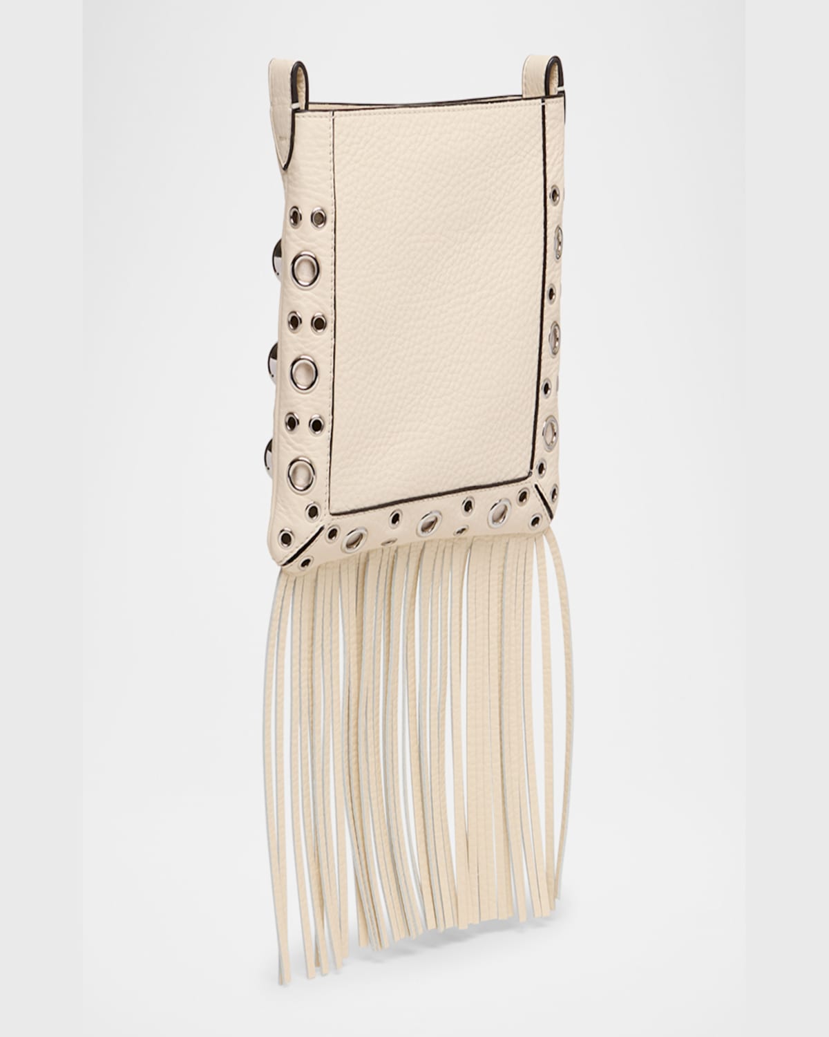 Valentino Nellcote Small Fringe Studded Leather Crossbody Bag In Light Ivory