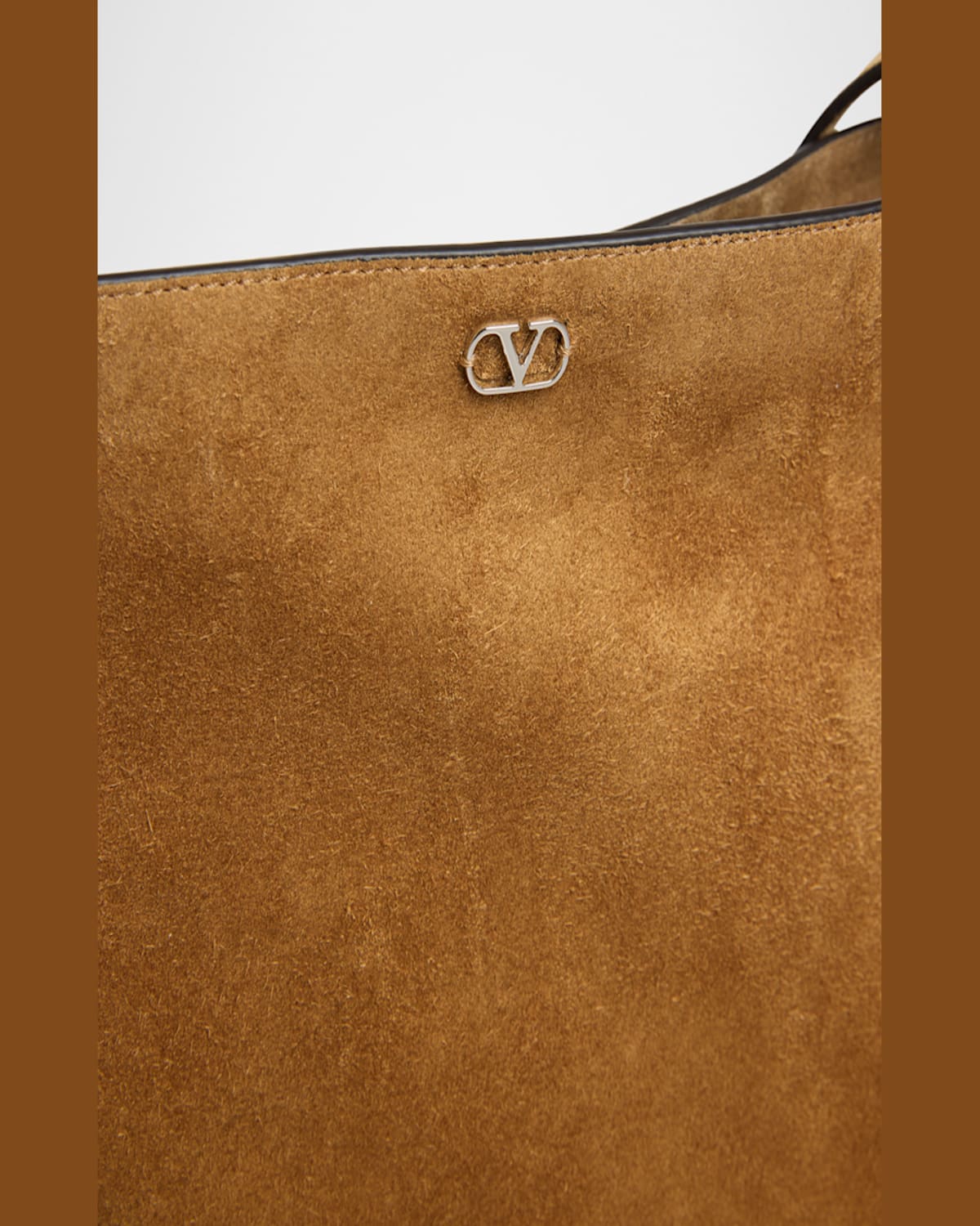 Shop Valentino Nellcote Fringe Studded Suede Crossbody Bag In Havana Beige