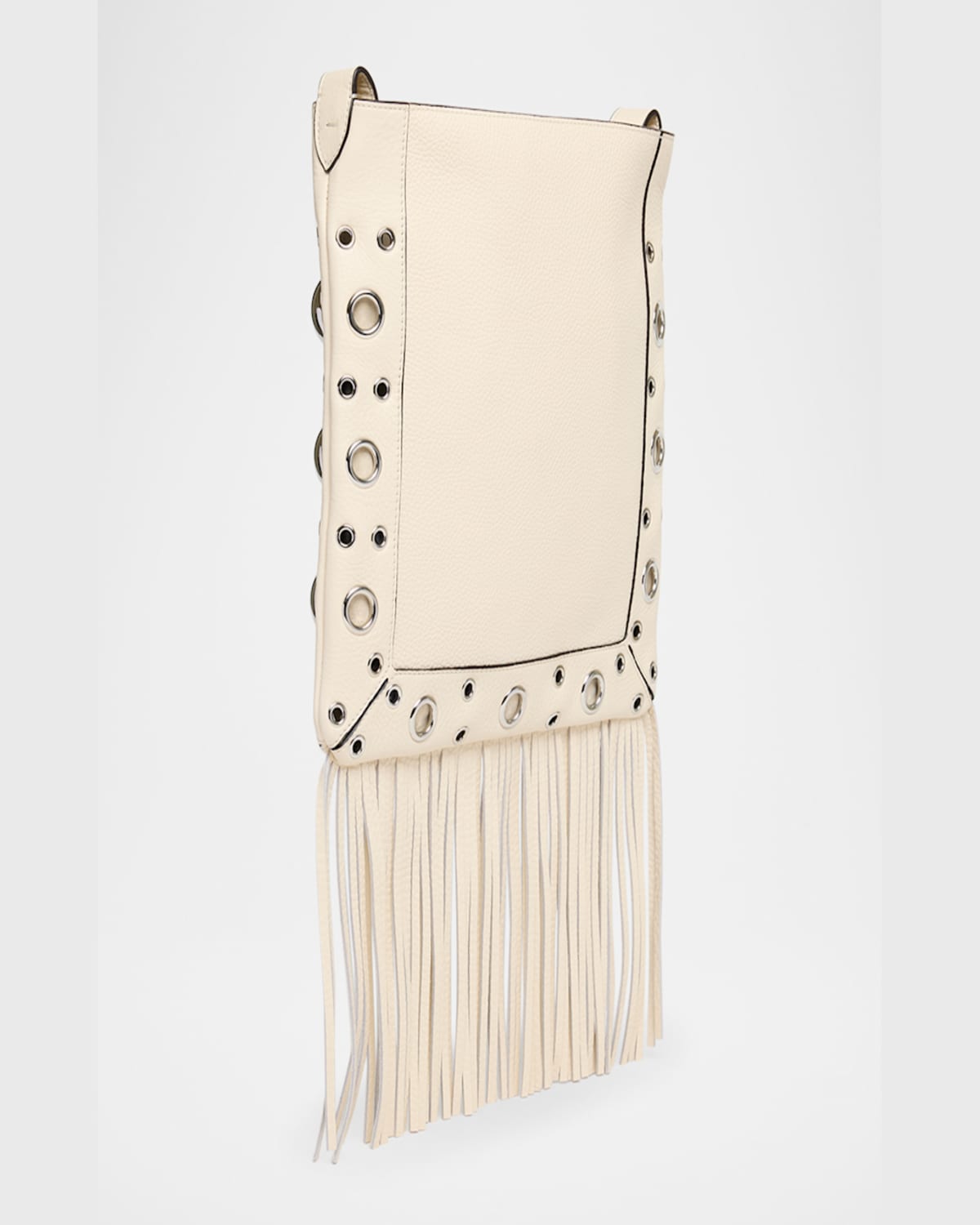 Valentino Nellcote Small Fringe Studded Leather Crossbody Bag In Light Ivory