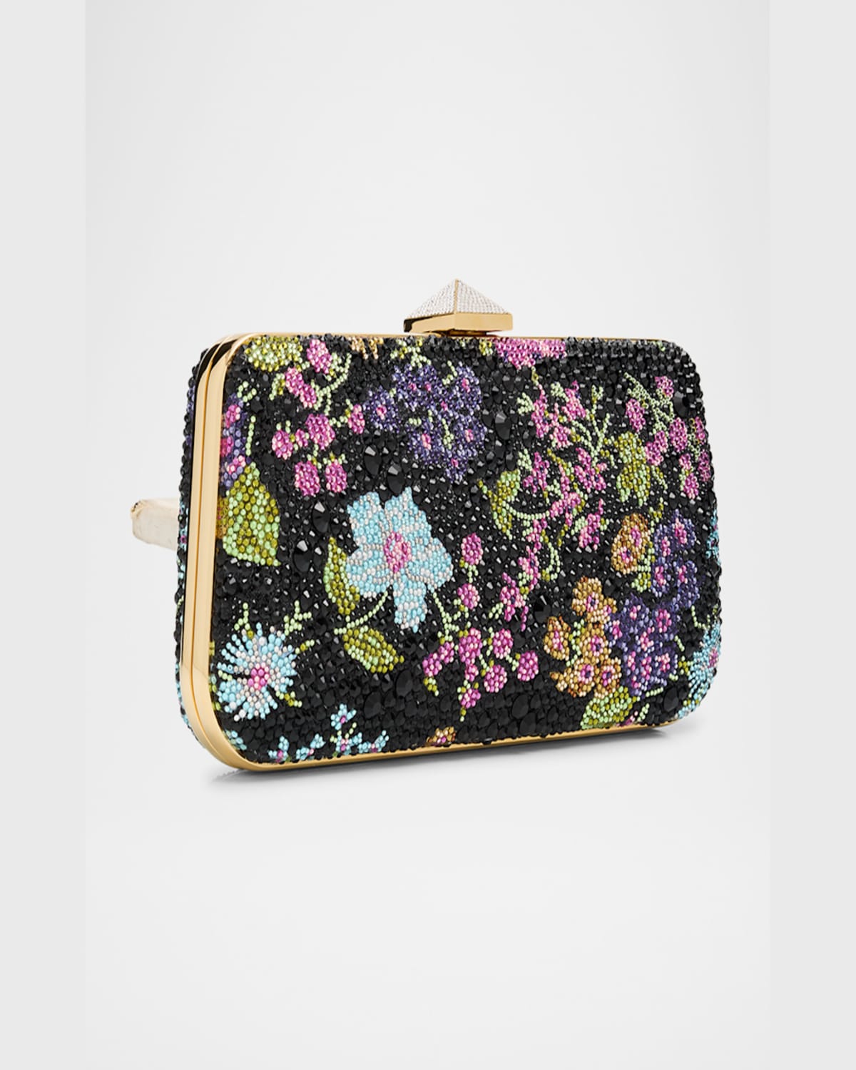 Valentino Carry Secrets Flower Embellished Minaudiere In Nero Multi