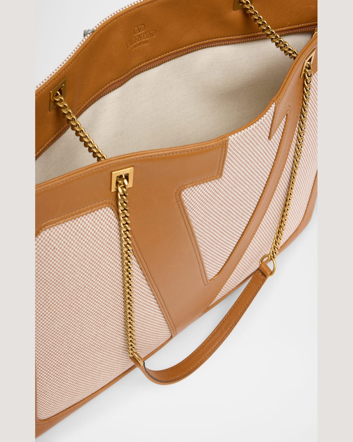 Shop Valentino Viva Superstar Large Vlogo Canvas Tote Bag In Tobacco Spice