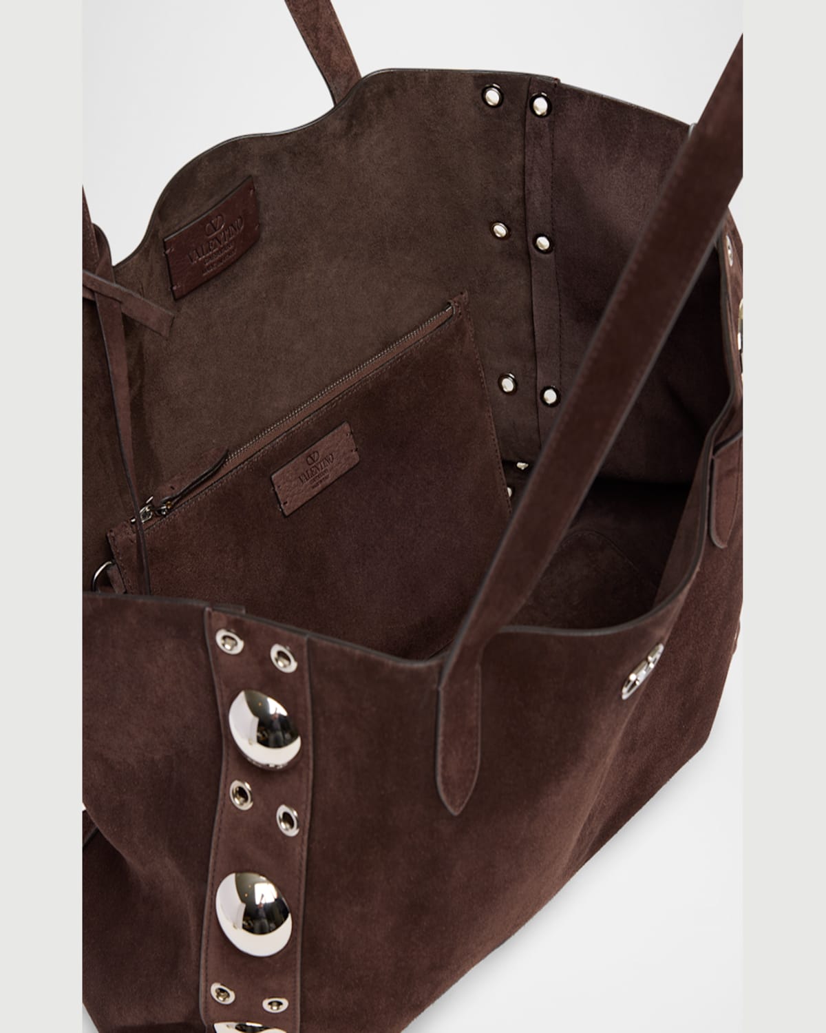 Valentino Nellcote Studded Suede Tote Bag In Testa Di Moro