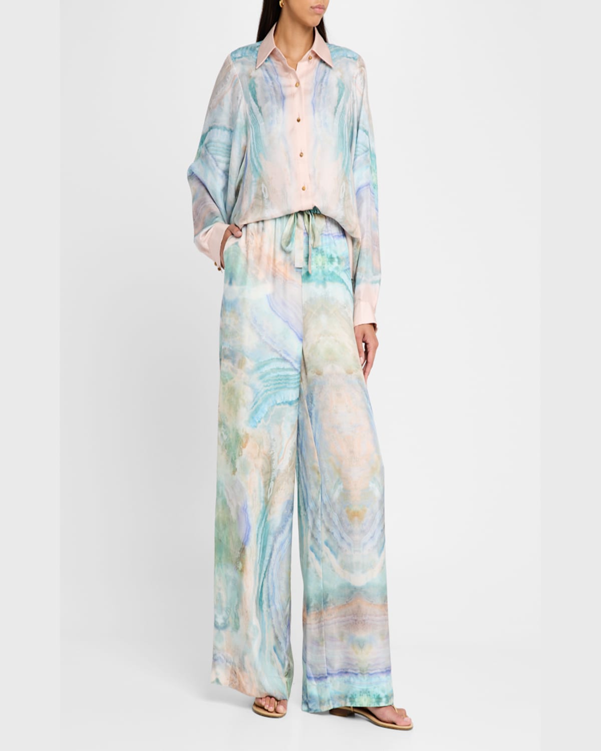 Zimmermann Flared Silk Pants In Blue Agate