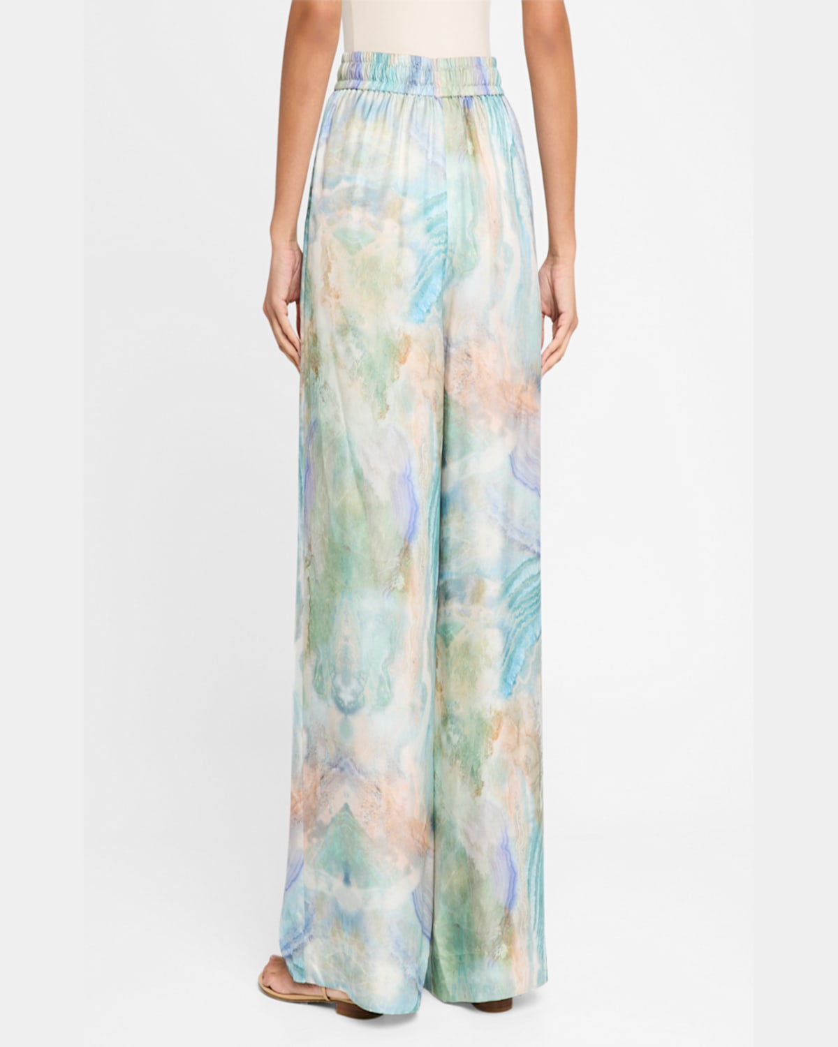Zimmermann Flared Silk Pants In Blue Agate