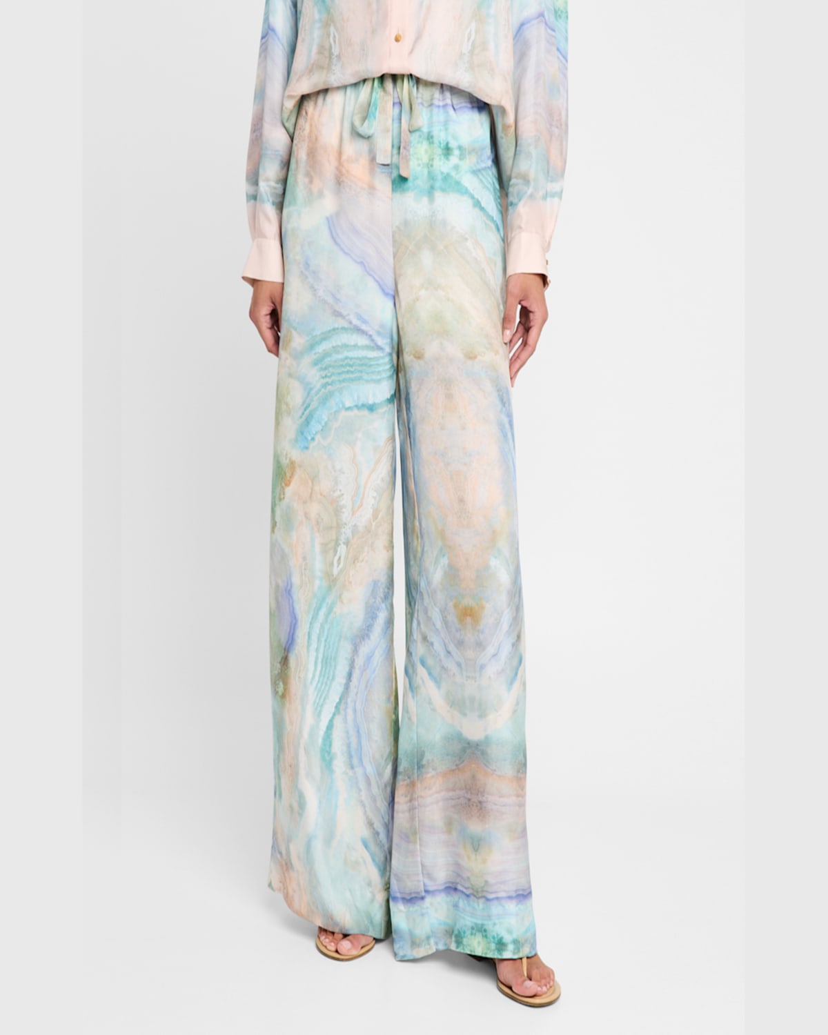 Zimmermann Flared Silk Pants In Blue Agate