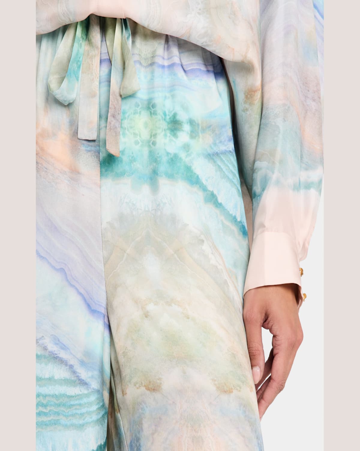 Zimmermann Flared Silk Pants In Blue Agate