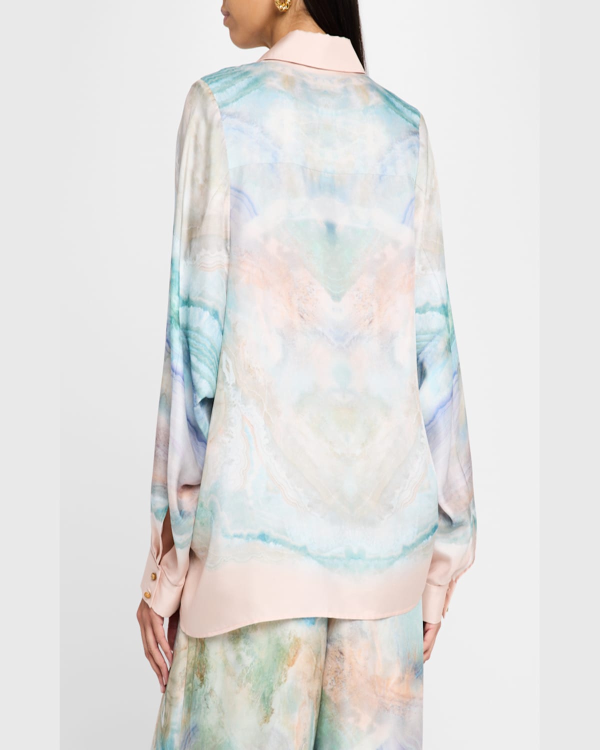 Zimmermann Womens Illuminate Printed Relaxed-fit Silk Shirt Blue Agate Xl In Blue Agate