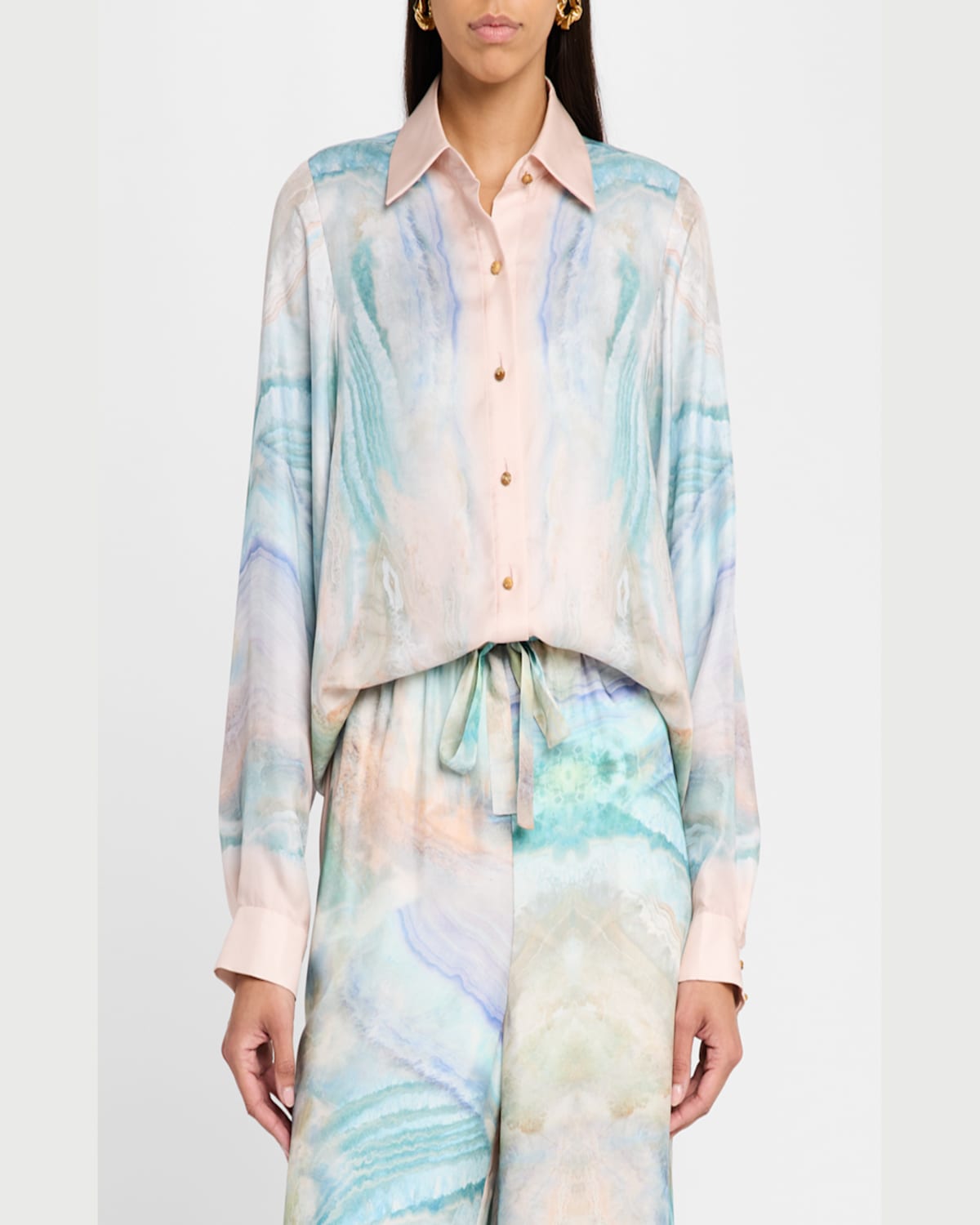 Zimmermann Womens Illuminate Printed Relaxed-fit Silk Shirt Blue Agate Xl In Blue Agate