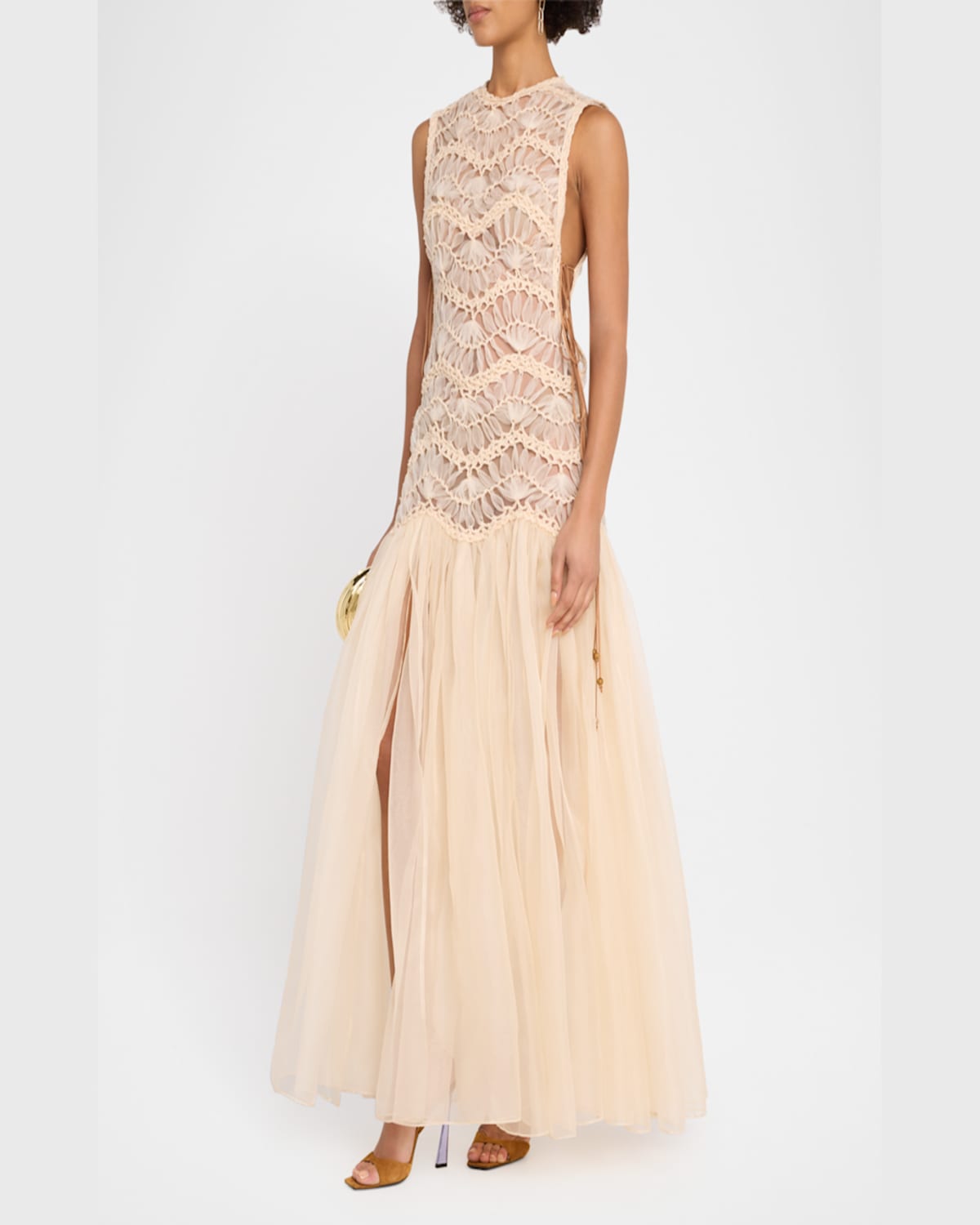 Shop Zimmermann Illuminate Macrame Maxi Dress In Cream