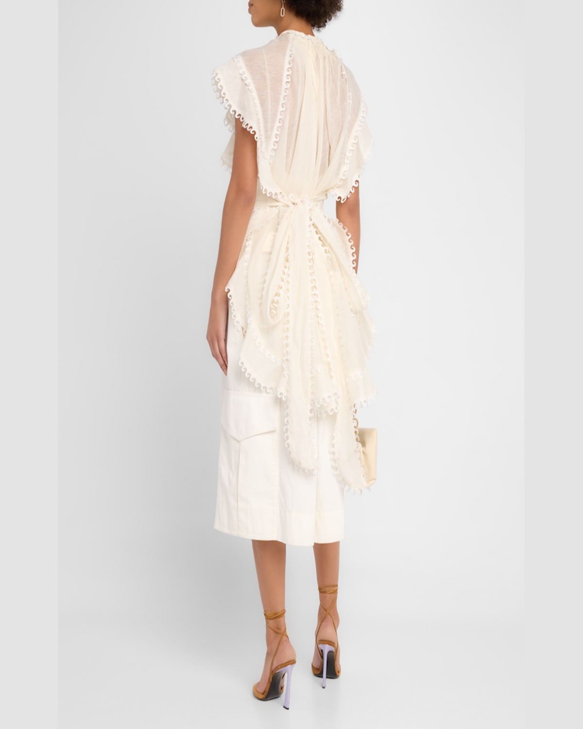 Zimmermann Balance Embroidered Waterfall Top In Ivory