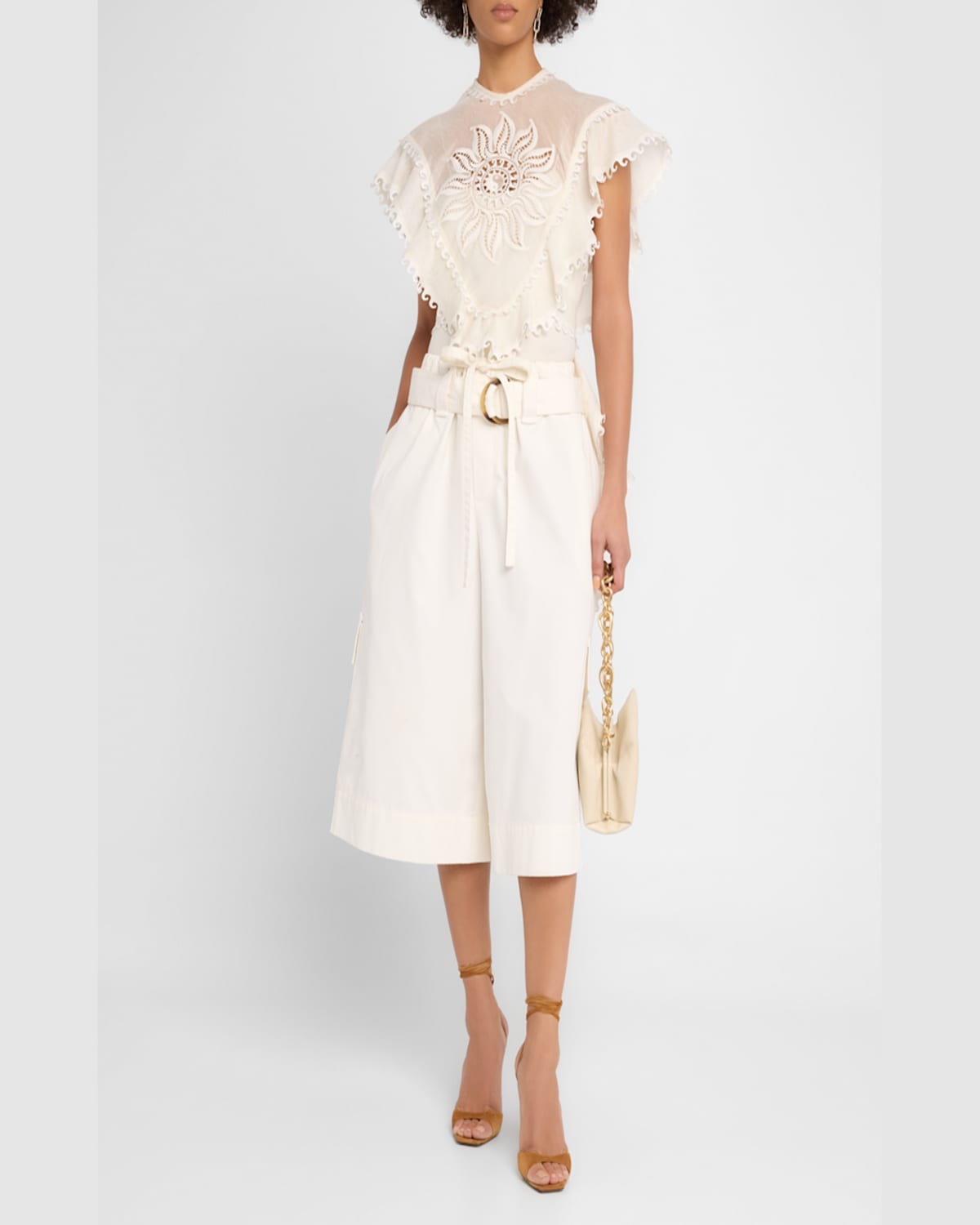 Zimmermann Illuminate Long Bermuda Shorts In Ivory