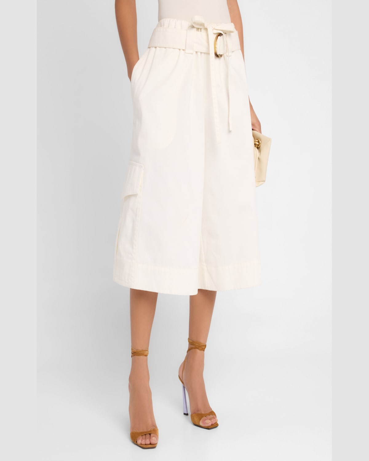 Zimmermann Illuminate Long Bermuda Shorts In Ivory