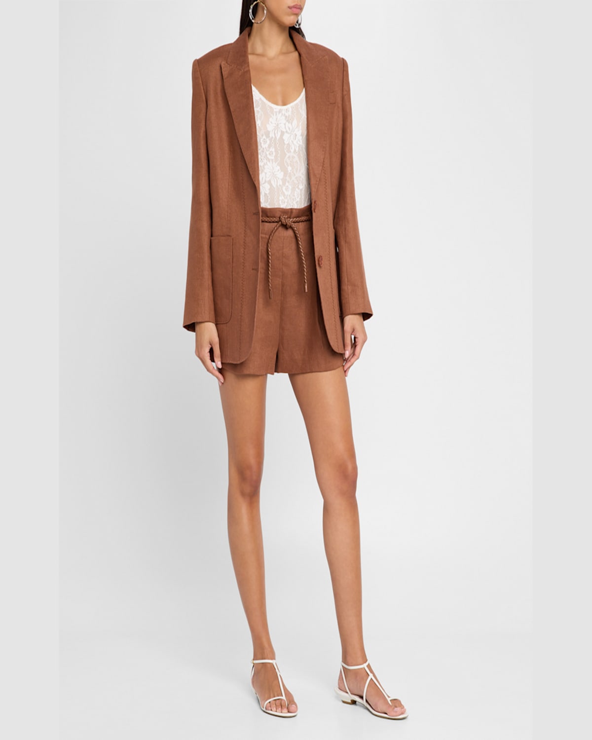 Zimmermann Illuminate Linen Blazer In Rust