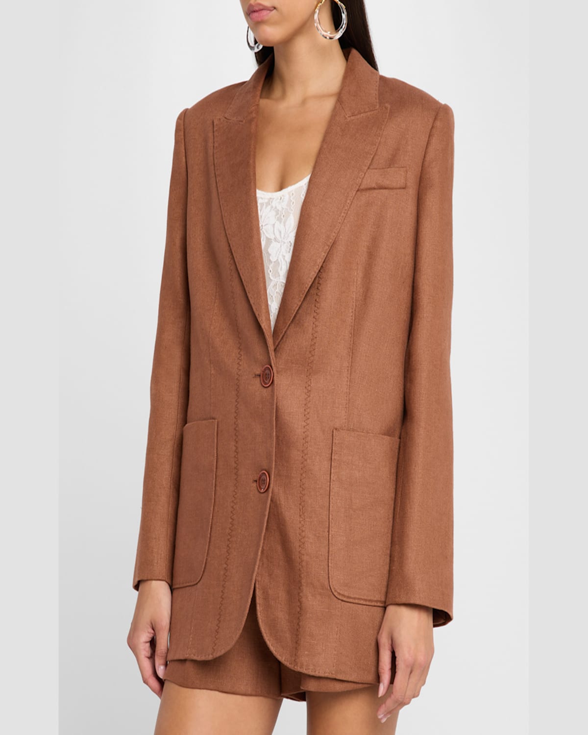 Zimmermann Illuminate Linen Blazer In Rust