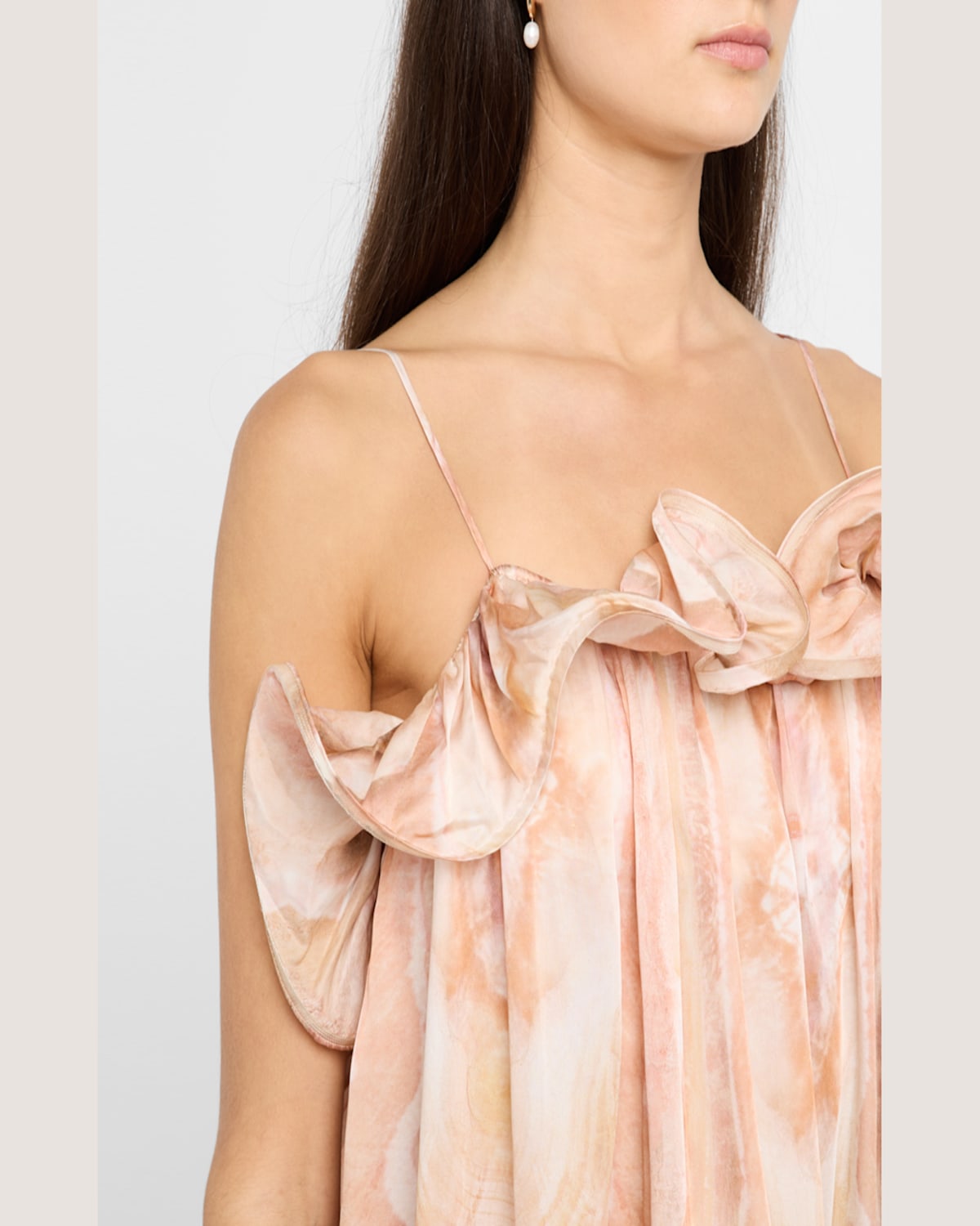 Zimmermann Illuminate Printed Ruffled Silk-satin Gown In Guava Agate