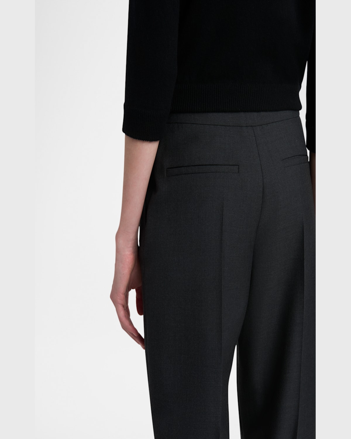 Valentino Cuffed Wool Trousers In Charcoal
