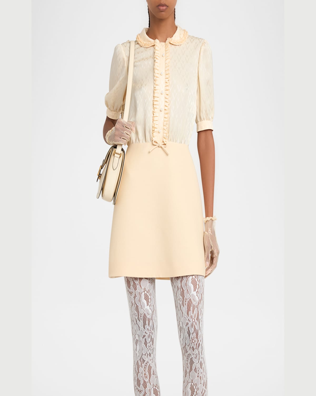 Valentino Women's Crepe Couture Short Dress In Nude