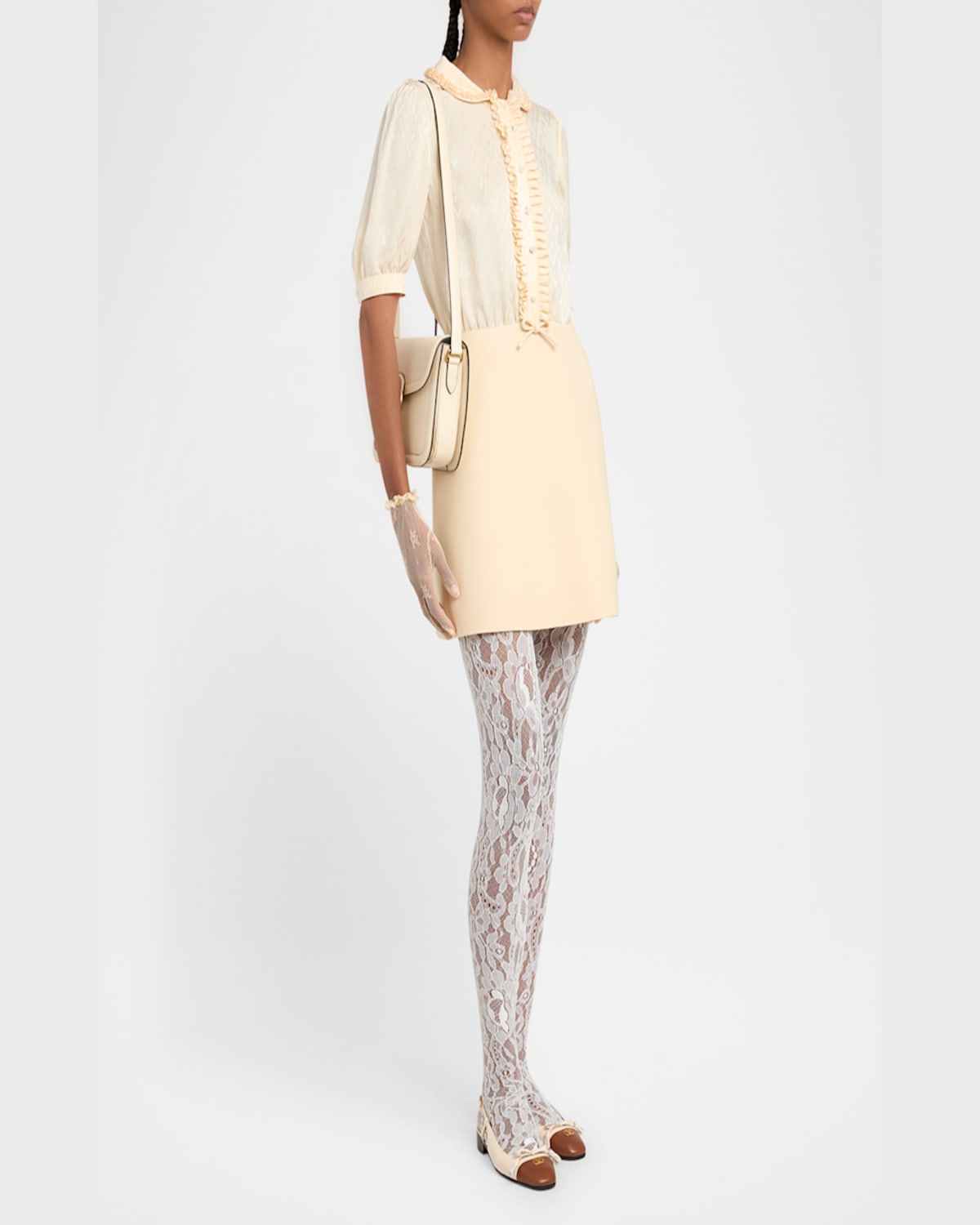 Valentino Women's Crepe Couture Short Dress In Nude