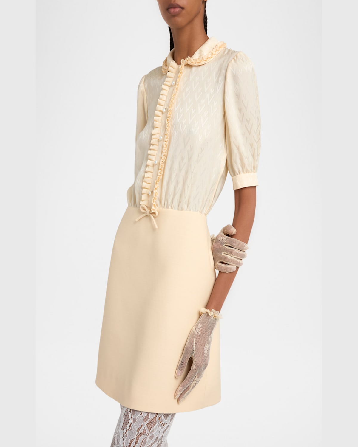 Valentino Women's Crepe Couture Short Dress In Nude