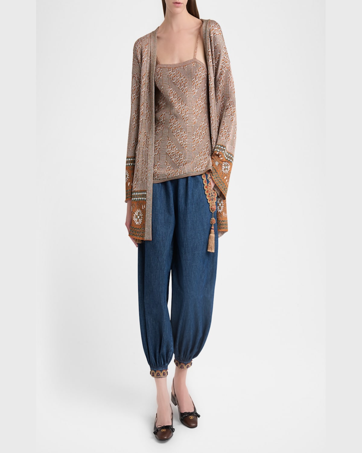 Valentino Womens Open-front Metallic Woven Cardigan Ginger Orange Gold Xl In Redorange