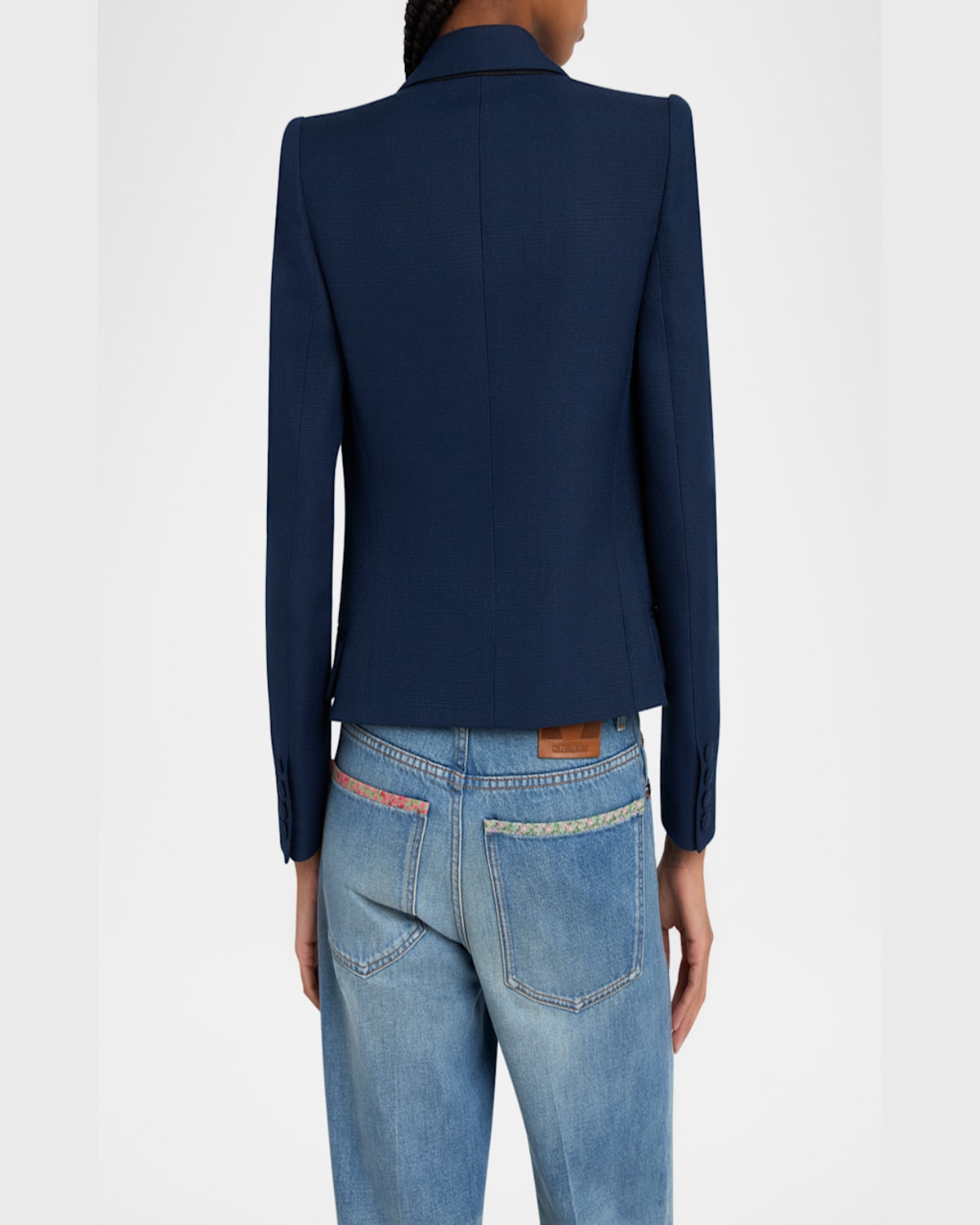 Valentino Tailored Bow-detail Jacket Crafted From Lightweight Viscose In Blue