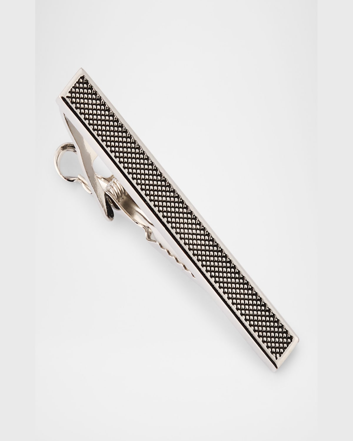Link Up Men's Textured Brass Tie Bar In Silver