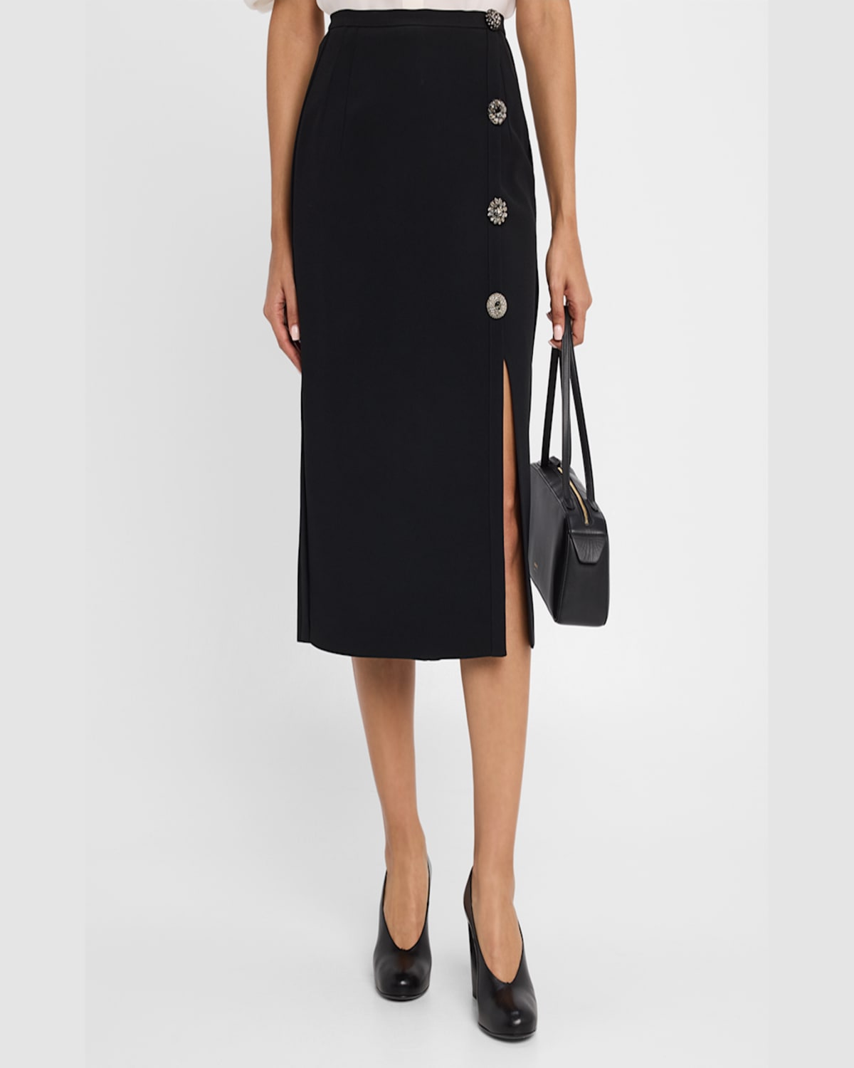 DICE KAYEK CRYSTAL BUTTON WRAP PENCIL SKIRT 