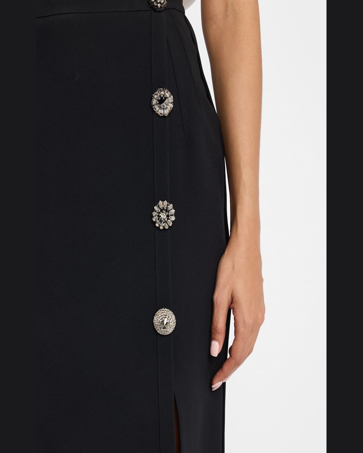 DICE KAYEK CRYSTAL BUTTON WRAP PENCIL SKIRT 